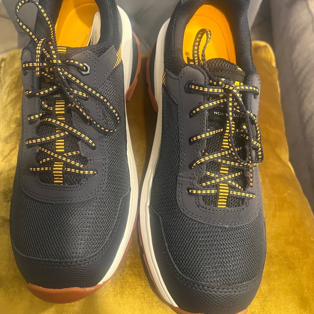 Caterpillar Black and Yellow Athletic Shoes with Breathable Mesh